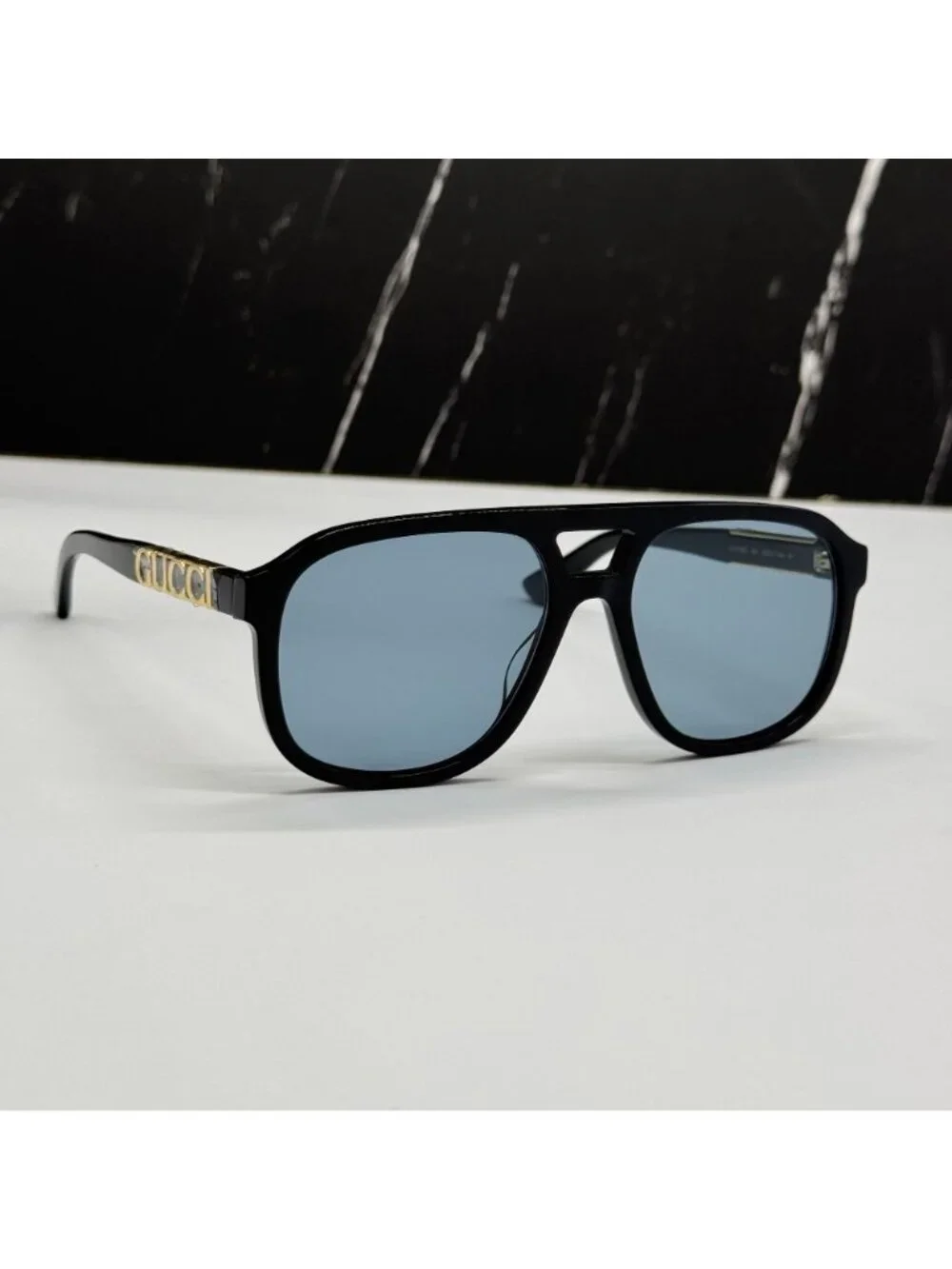 New Gucci GG1188S 004 Black Blue Unisex Aviator Sunglasses